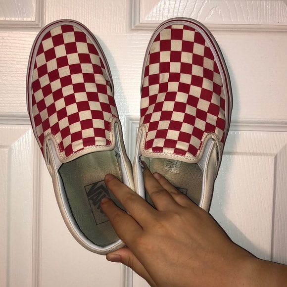 Red Checkered Slip on Vans - Picture 3 of 3